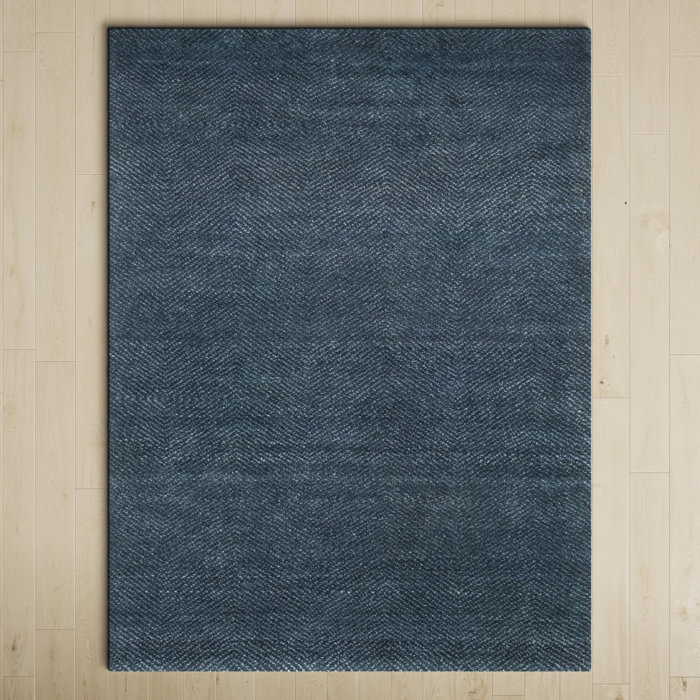 William Handmade Navy/Pale Blue Rug & Reviews Birch Lane